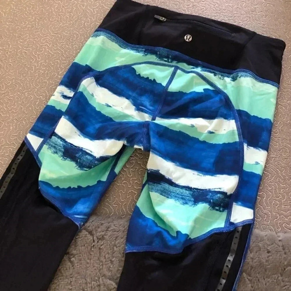 Lululemon Pace Pusher Crop *Full-On Luxtreme Brush Strokes Harbor Blue Menthol - Picture 11 of 15